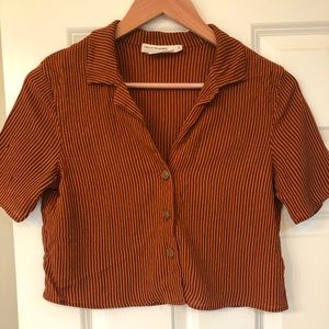Urban Renewal burnt orange and eggplant button down shirt